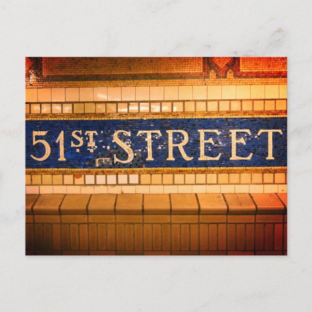 Vintage 51st Street, Manhattan, NYC Vykort (Framsida)