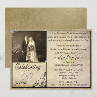 Vintage 60-årsjubileum Celebration Inbjudningar