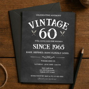 Vintage 60:e födelsedagsinbjudan - Whiskey Teme f Inbjudningar