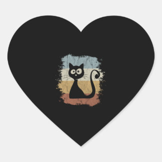 Vintage 60:s Färg Retro Tecknad Cat Cute Kattunge  Hjärtformat Klistermärke