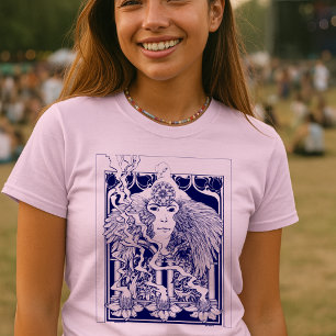 Vintage 60-talets Psychedelic Art Nouveau Blommöns T Shirt