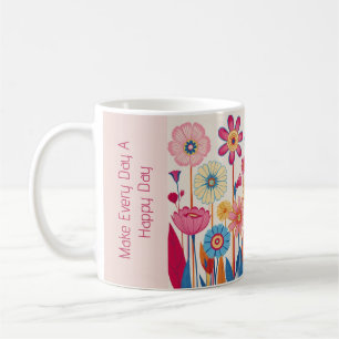 Vintage 60-talets slogan för blommigten stil kaffemugg