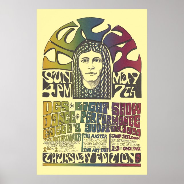 Vintage 60-talsomslag / Event Psychedelisk Konst Poster (Framsidan)