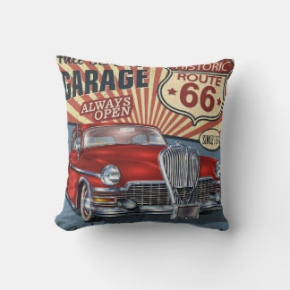 Vintage 66 Garageretro poster med retro ca Kudde