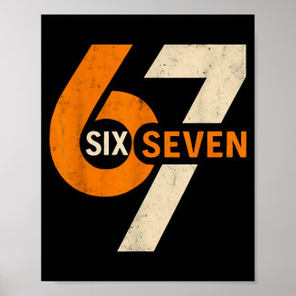 Vintage 67 Sex Sju 6 7 Nummer Retro 67 Meme  Poster