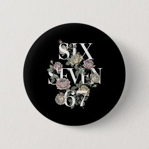 Vintage 67 Sex Sju Meme Blommig Boho Vildblomma 6 Knapp
