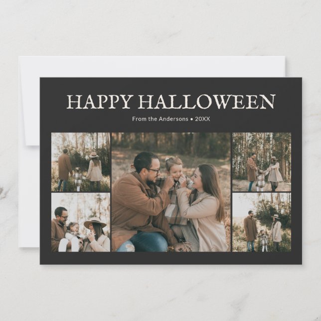 Vintage 6 Foto Halloween Svart Julkort (Framsida)