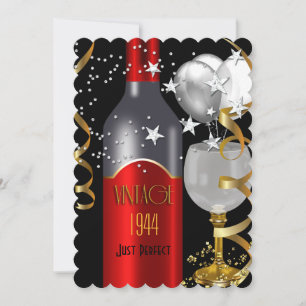 Vintage 70-årsdag Rött vin Svart Guld 1944 Inbjudningar