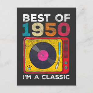 Vintage 70:e födelsedag Vinyls 1950 Born 70 år gam Vykort