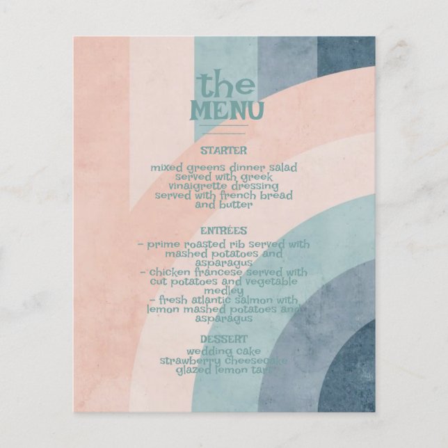 Vintage 70:s Rainbow Bröllop Menu (Framsida)