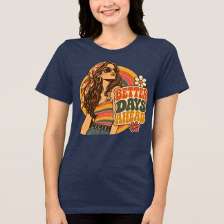 Vintage 70-tal Bättre Dagar Framåt Hippie Flicka R T Shirt
