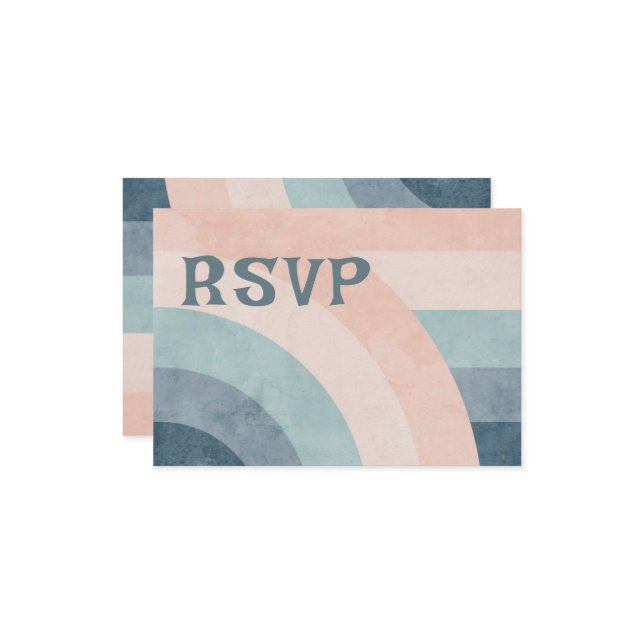 Vintage 70-tal Regnbåge Bröllop OSA Kort (Fram/Back In Situ)