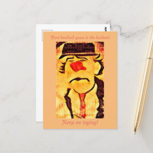 Vintage 70-tal Sorglig Clown Ritning (D1) Redigerb Vykort