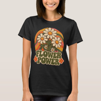 Vintage 70-tals Flower Power Tusengrafik Retro Gro T Shirt