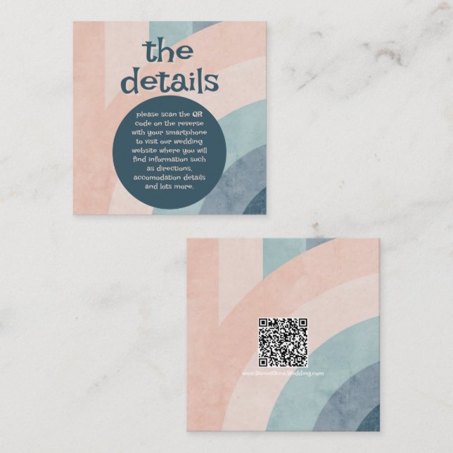 Vintage 70-tals regnbågsbröllop tilläggskort (Fram/baksida)