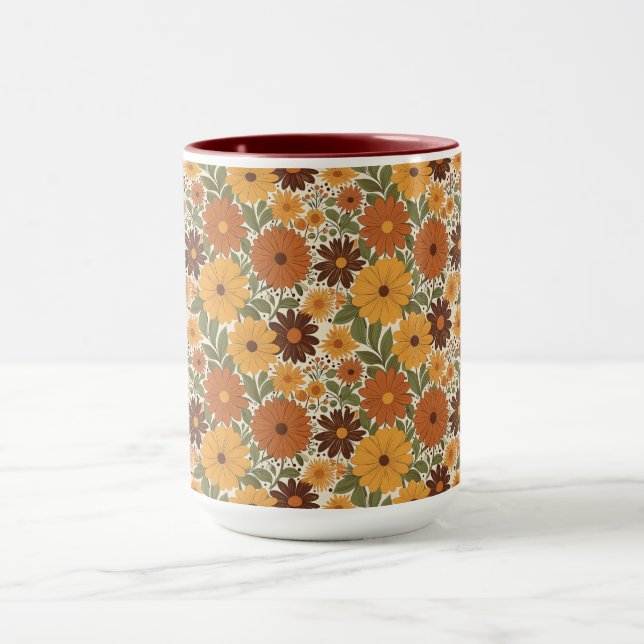 vintage 70s styled floral/flower mugg (Center)