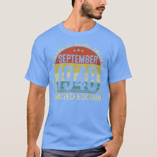 Vintage 74:e födelsedagen september 1948 74 år gam t shirt
