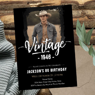 Vintage 80-årsdag inbjudningar