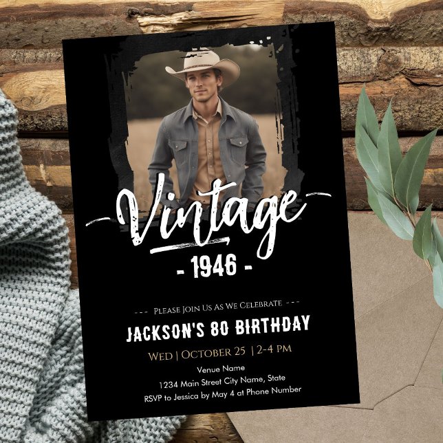 Vintage 80-årsdag inbjudningar (Skapare uppladdad)
