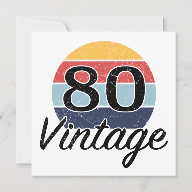 Vintage 80:e födelsedagsdagen kort (Framsida)