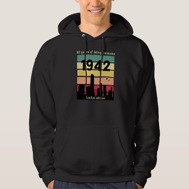 Vintage 80 födelsedag Retro 1942 Hoodie (Framsida)