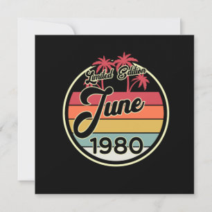 Vintage 80 juni 1980: 40:e födelsedagen Gift Idea Inbjudningar