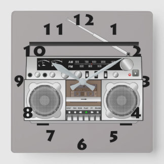 VINTAGE 80:S KLASSISKA RADIOBANDSPELARE FYRKANTIG KLOCKA