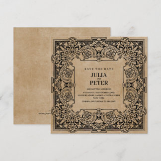 Vintage 80:s Stil Brown-Papper Spara datum Inbjudningar
