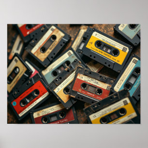 Vintage 80-tals kassettband Retro ljud Nostalgi Poster