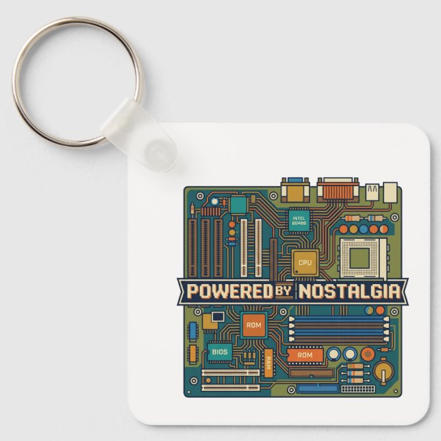 Vintage 80s Computer Motherboard "Powered By Nosta Nyckelring (Framsida)