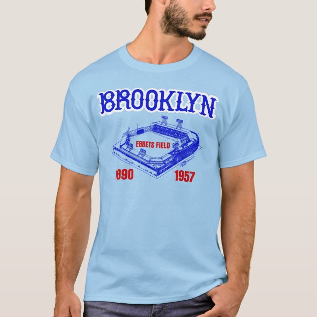 Vintage 80s Ebbets Field Brooklyn T Shirt (Framsida)