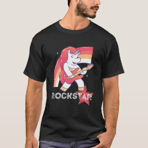 Vintage 80'S Rockstar Unicorn Classic Sten Guitar T Shirt