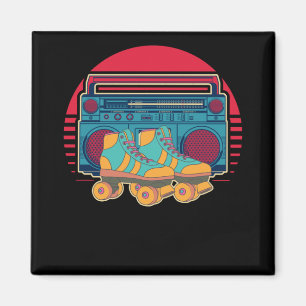 Vintage 80s Roller Skating Girl Disco Rollerskates Magnet