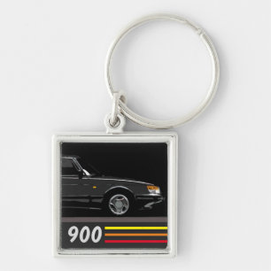 VINTAGE 900 KEYCHAIN FYRKANTIG SILVERFÄRGAD NYCKELRING