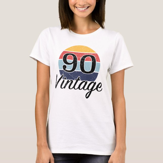 Vintage 90:e födelsedagssolnedgång t shirt (Framsida)