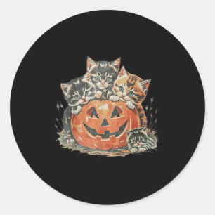 Vintage 90-tal Kat Halloween Soky Season Pumpkin C Runt Klistermärke