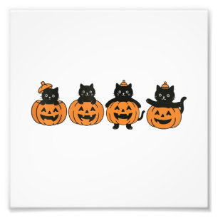 Vintage 90-tal Katt Halloween Pumpa Svart Katt Fototryck