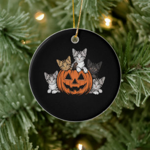 Vintage 90-tal Katt Halloween Retro Skräckig Säson Julgransprydnad Keramik