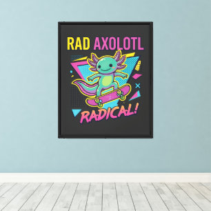 Vintage 90-tal stil Axolotl Skateboard Rad neon Canvastryck