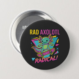 Vintage 90-tal stil Axolotl Skateboard Rad neon Knapp