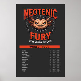 Vintage 90-tals Heavy Metal Axolotl Band Turné Par Poster