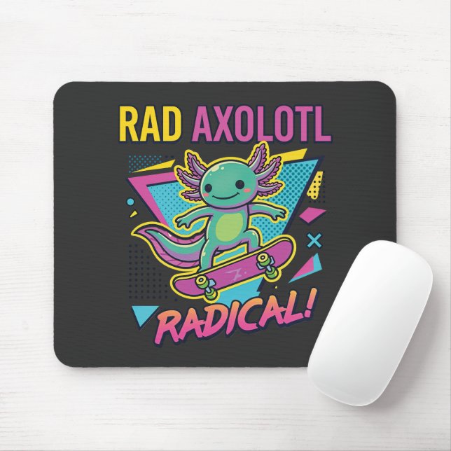 Vintage 90-talsstil Axolotl Skateboard Rad neon Musmatta (Med mus)
