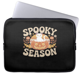 Vintage 90s Kat Pumpkin Halloween Retro Blommigt S Laptop Fodral