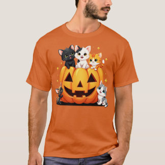 Vintage 90s Kat Pumpkin Halloween Retro Blommigt S T Shirt