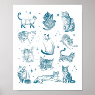 Vintage 90s Tattoo Cat Retro Kitten Nature Cat Lov Poster