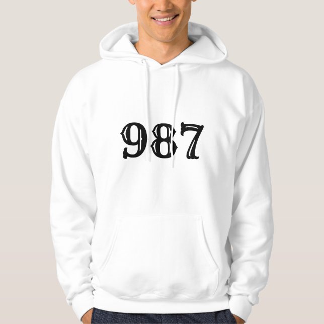 "Vintage 987 Number Graphic Tee" Hoodie (Framsida)