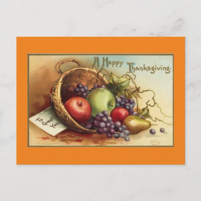 VINTAGE A HAPPY THANKSGIVING HELG VYKORT (Framsida)