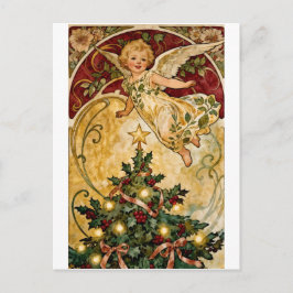 Vintage A Merry Christmas Cute Baby Angel Postcard Helg Vykort