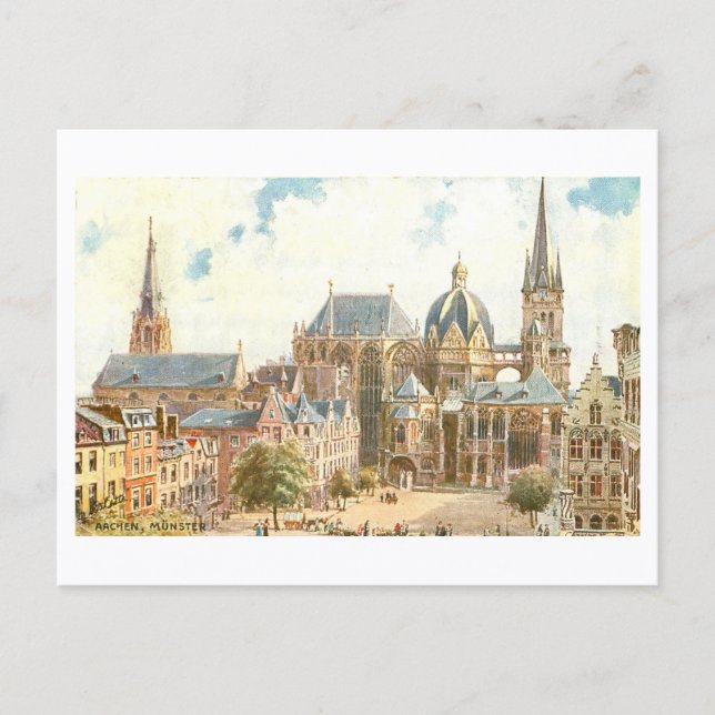Vintage Aachen-katedralen Vykort (Framsida)