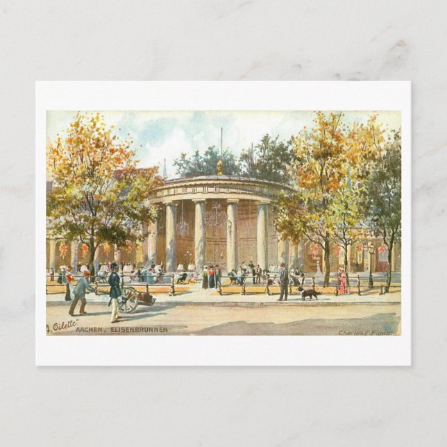 Vintage Aachen Tyskland Elisenbrunnen Vykort (Framsida)
